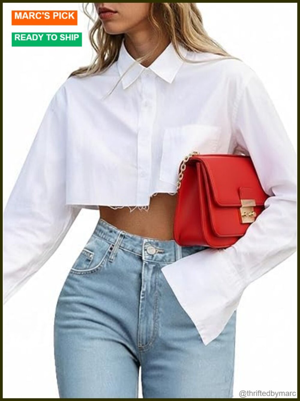 Asymmetrical Cropped Button Down Shirt Long Sleeve Blouse